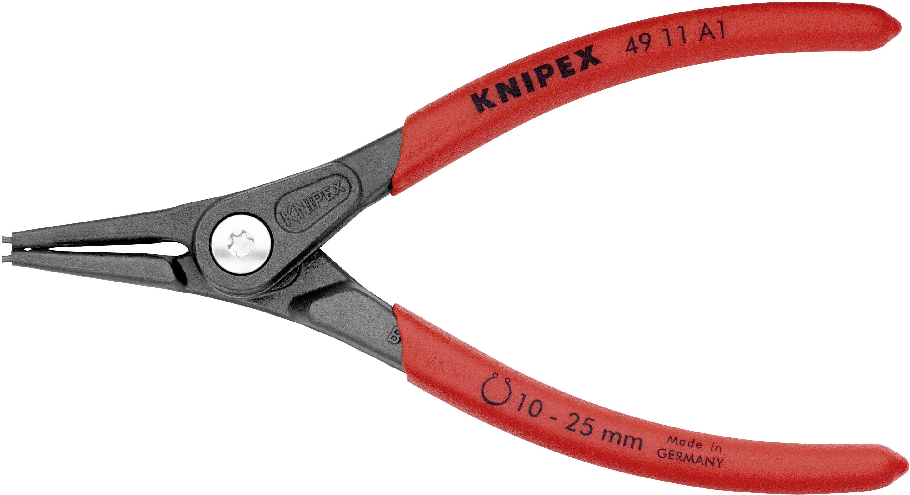 Knipex 49 11 A1 Seegeringzange Passend für (Seegeringzangen) Außenringe 10-25 mm Spitzenform (Details) gerade