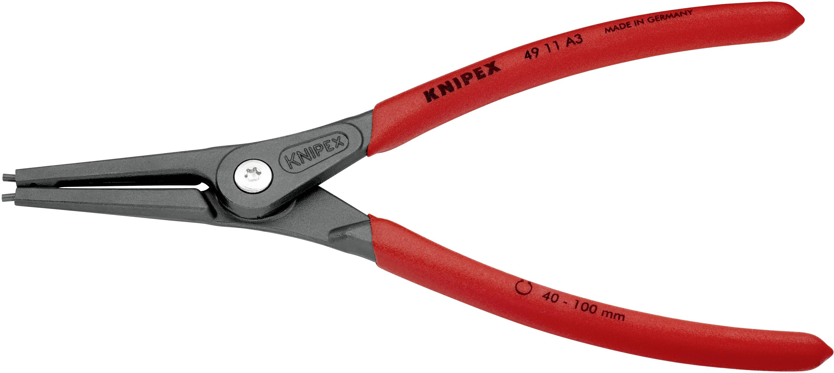 Knipex 49 11 A3 Seegeringzange Passend für (Seegeringzangen) Außenringe 40-100 mm Spitzenform (Details) gerade