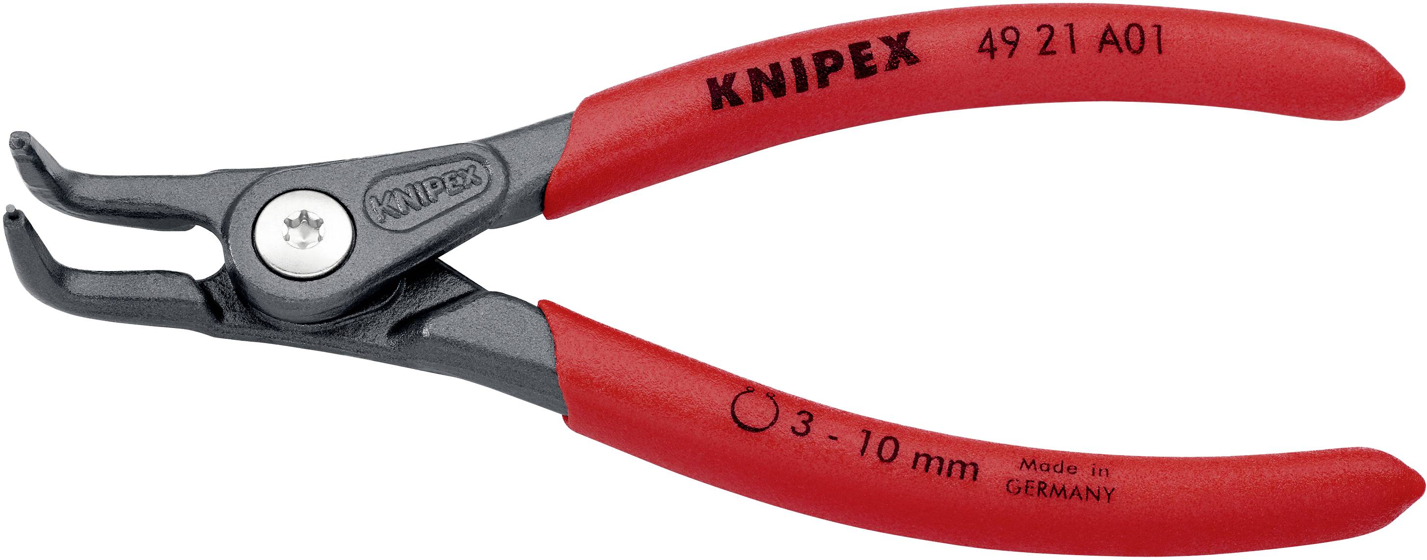 Rote Knipex Sicherungsringzange für 3-10 mm Ringe, geeignet für Montage- und Reparaturarbeiten.