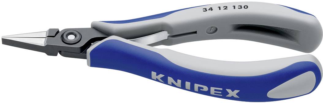 Eine blaue und silberne Knipex Zange mit feiner Spitze und ergonomischen Griffen, geeignet für präzises Arbeiten.