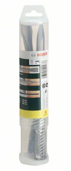 Bohrer-Set in transparenter Verpackung von Bosch, speziell für Beton, links Abbildung der Bohrerköpfe, rechts technische Spezifikationen.