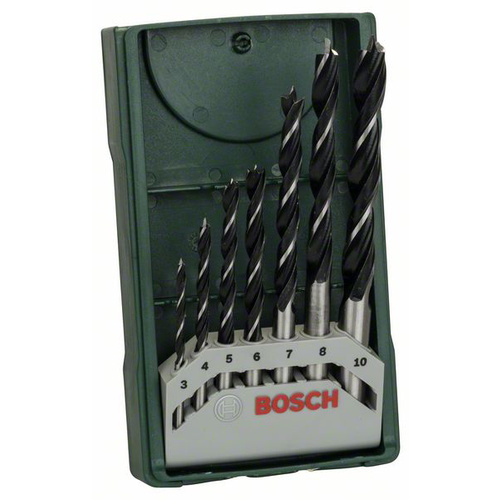 Bosch Accessories 2607019580 Jeu de forets pour le bois 7 pièces 3 mm, 4 mm, 5 mm, 6 mm, 7 mm, 8 mm, 10 mm tige cylindrique 1 set