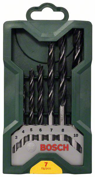 Bosch Accessories 2607019580 Holz-Spiralbohrer-Set 7teilig 3 mm, 4 mm, 5 mm, 6 mm, 7 mm, 8 mm, 10mm Zylinderschaft 1 Set