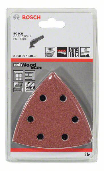 Bosch Accessories 2608607540 Deltaschleifpapier-Set mit Klett, gelocht Körnung (num) 60, 80, 120, 180, 240 Eckmaß 93mm 1 Set