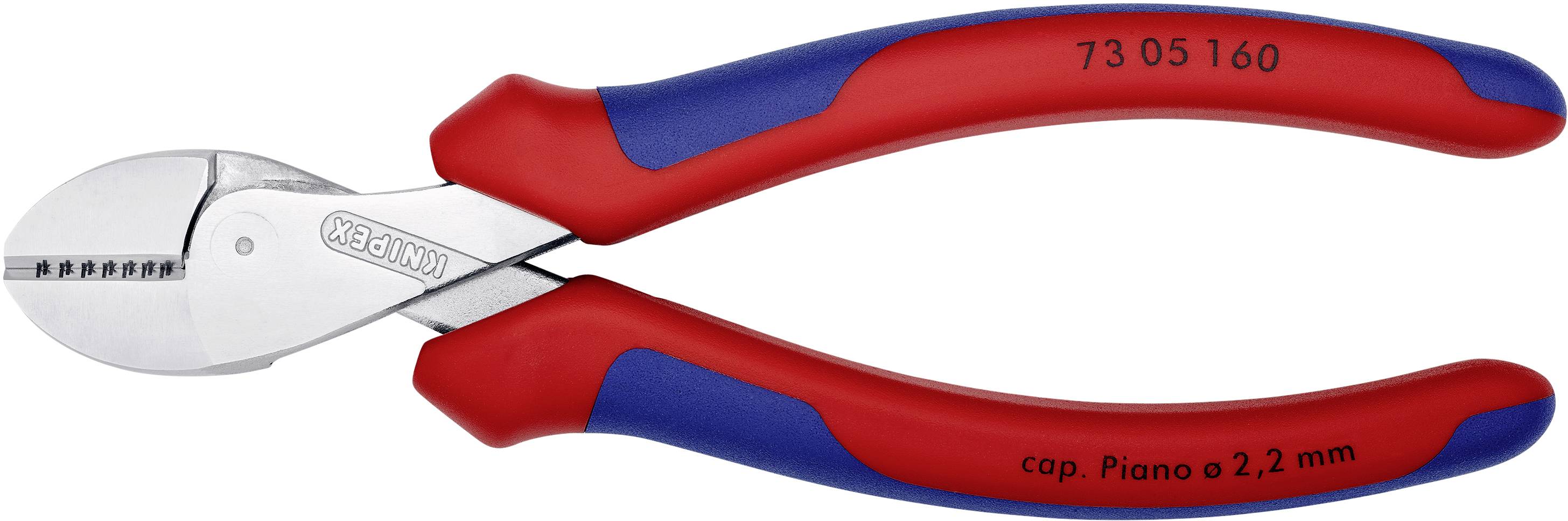 Rote und blaue Seitenschneiderzange, geeignet zum Schneiden von Metalldrähten bis 2,2 mm.