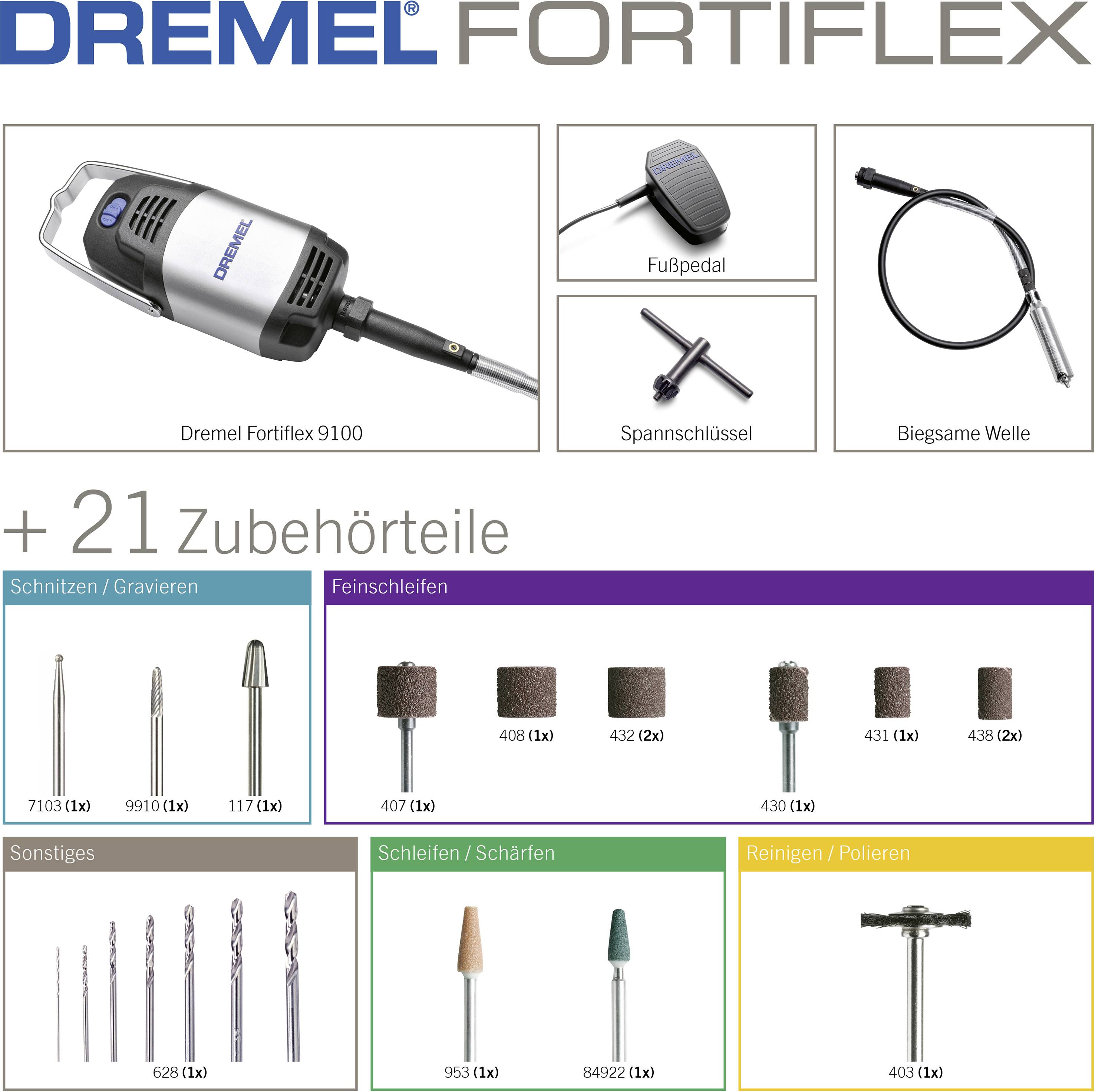 Dremel 9100-21 F0139100JA Multifunktionswerkzeug mit Zubehör 25teilig 300W