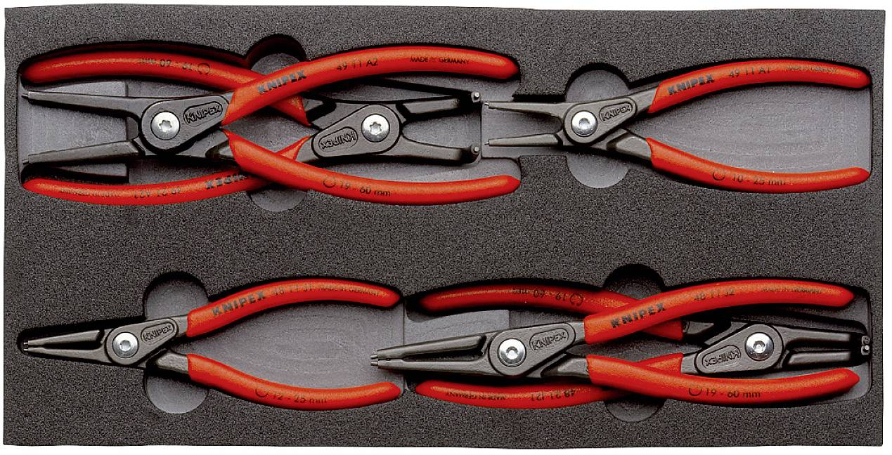 Knipex 00 20 01 V02 Seegeringzangen-Set Passend für (Seegeringzangen) Außen- und Innenringe 12-25 mm, 19-60 mm 10-25 mm, 19-60 mm Spitzenform (Detai