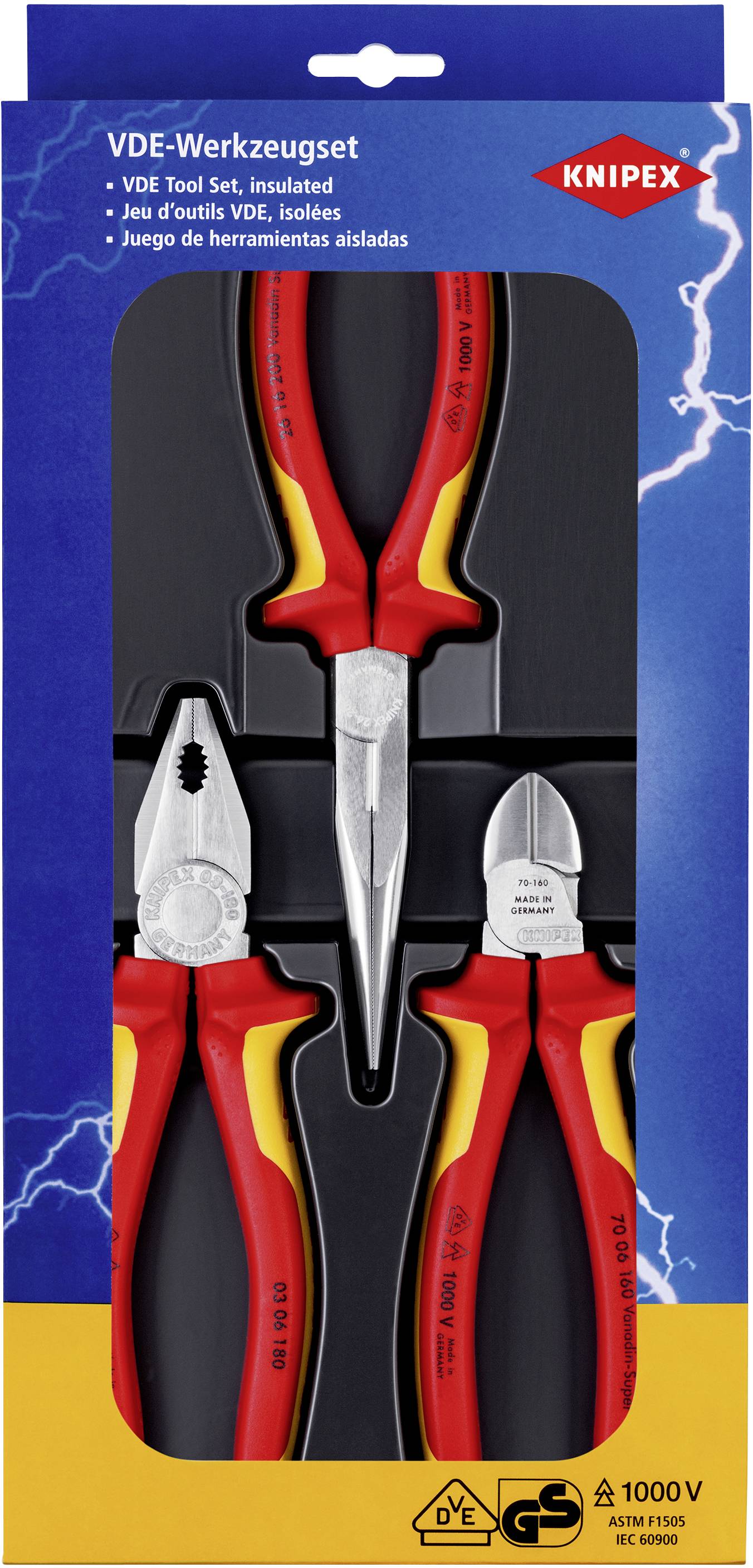 Knipex 00 20 12 VDE Zangen-Set 3teilig