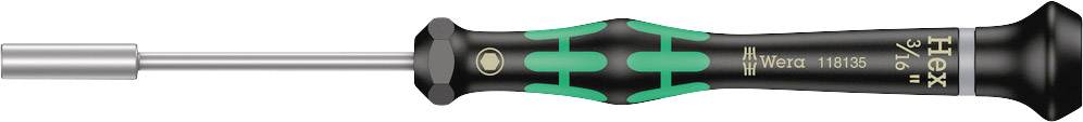 'Wera 160 iS' isolierter Schraubendreher, Torx T6, schwarzer Griff mit grünen Details, geeignet für Elektroinstallationen.