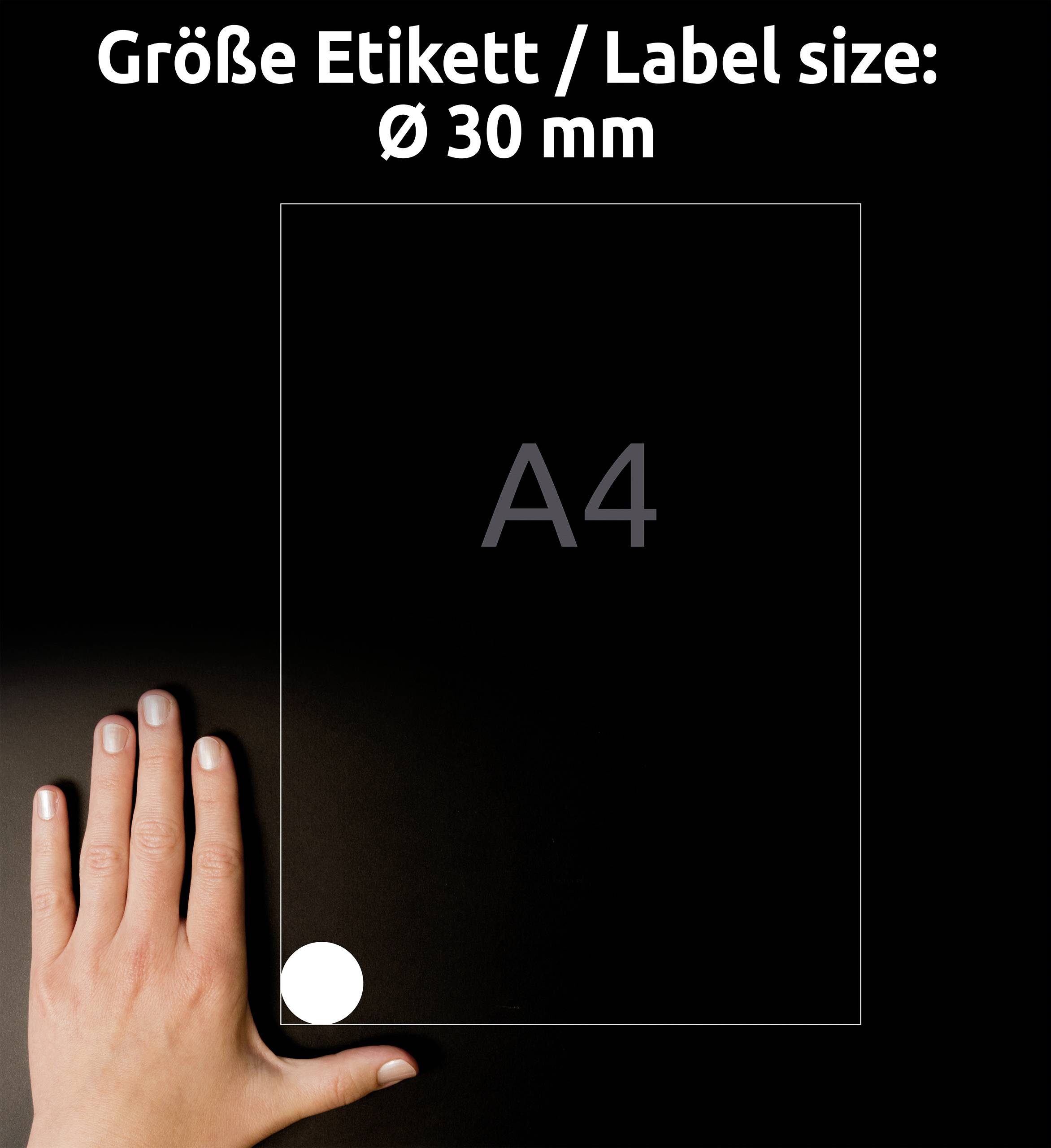 Avery-Zweckform L4716-20 Folien-Etiketten Ø 30mm Polyester-Folie Weiß 960 St. Permanent haftend Farblaserdrucker, Laserdrucker