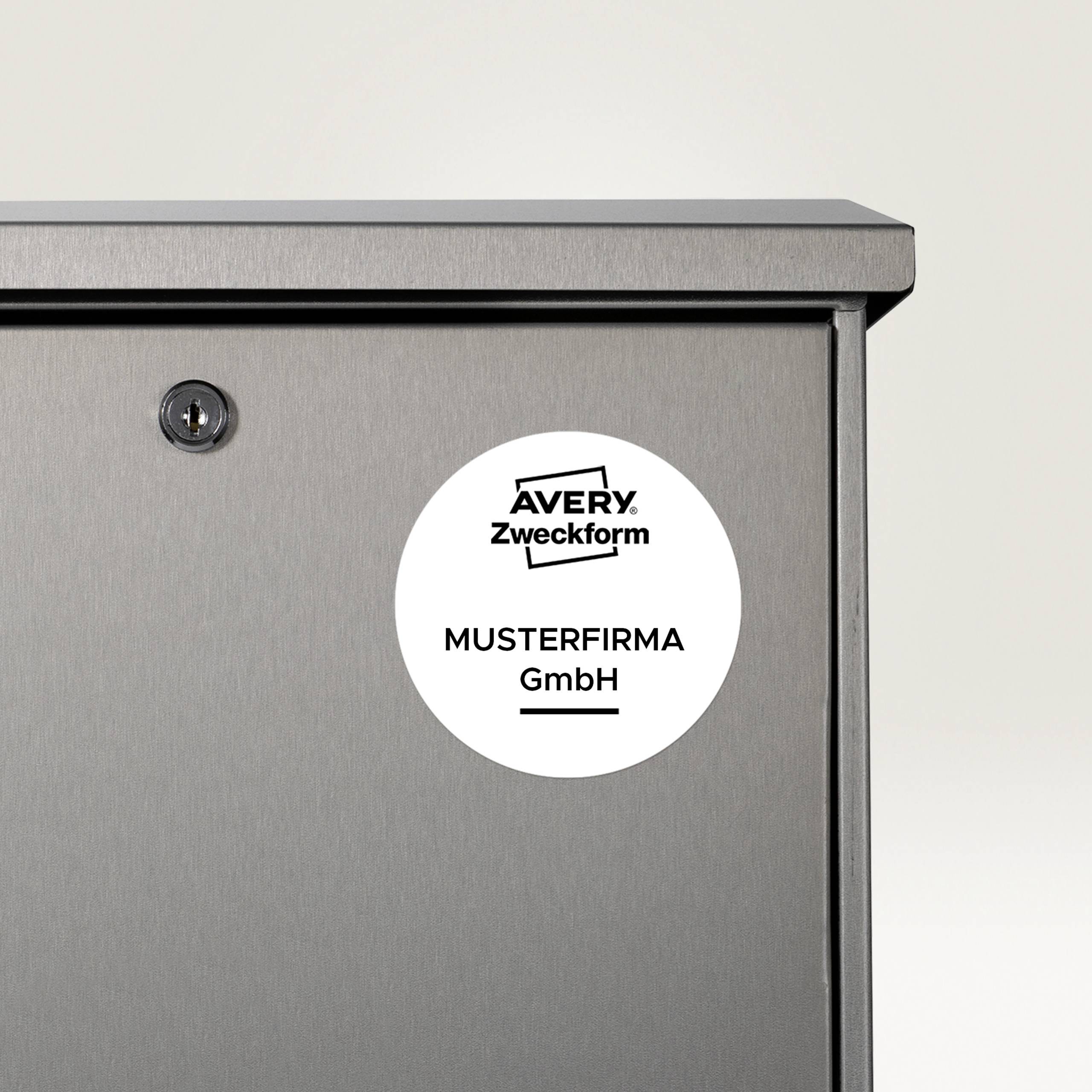 Avery-Zweckform L4716-20 Folien-Etiketten Ø 30mm Polyester-Folie Weiß 960 St. Permanent haftend Farblaserdrucker, Laserdrucker