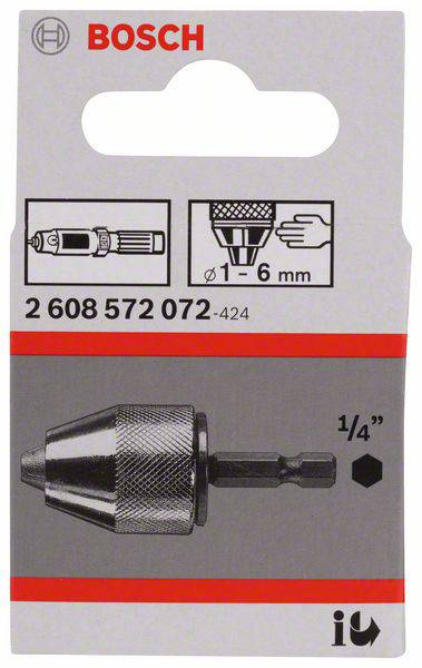 Bosch Accessories Schnellspannbohrfutter bis 10 mm, 1 bis 6 mm, 1/4 Zoll - Außensechskantschaft 2608572072