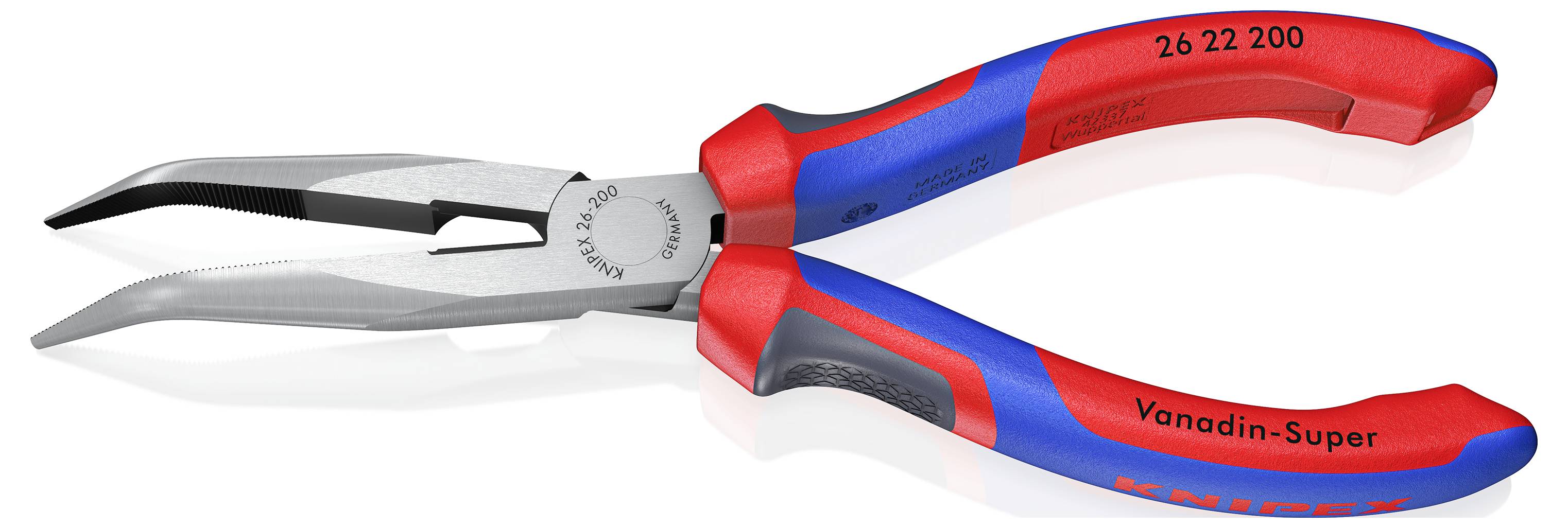 Knipex 26 22 200 Werkstatt Flachrundzange 40° gebogen Vanadium Elektrostahl 200 mm