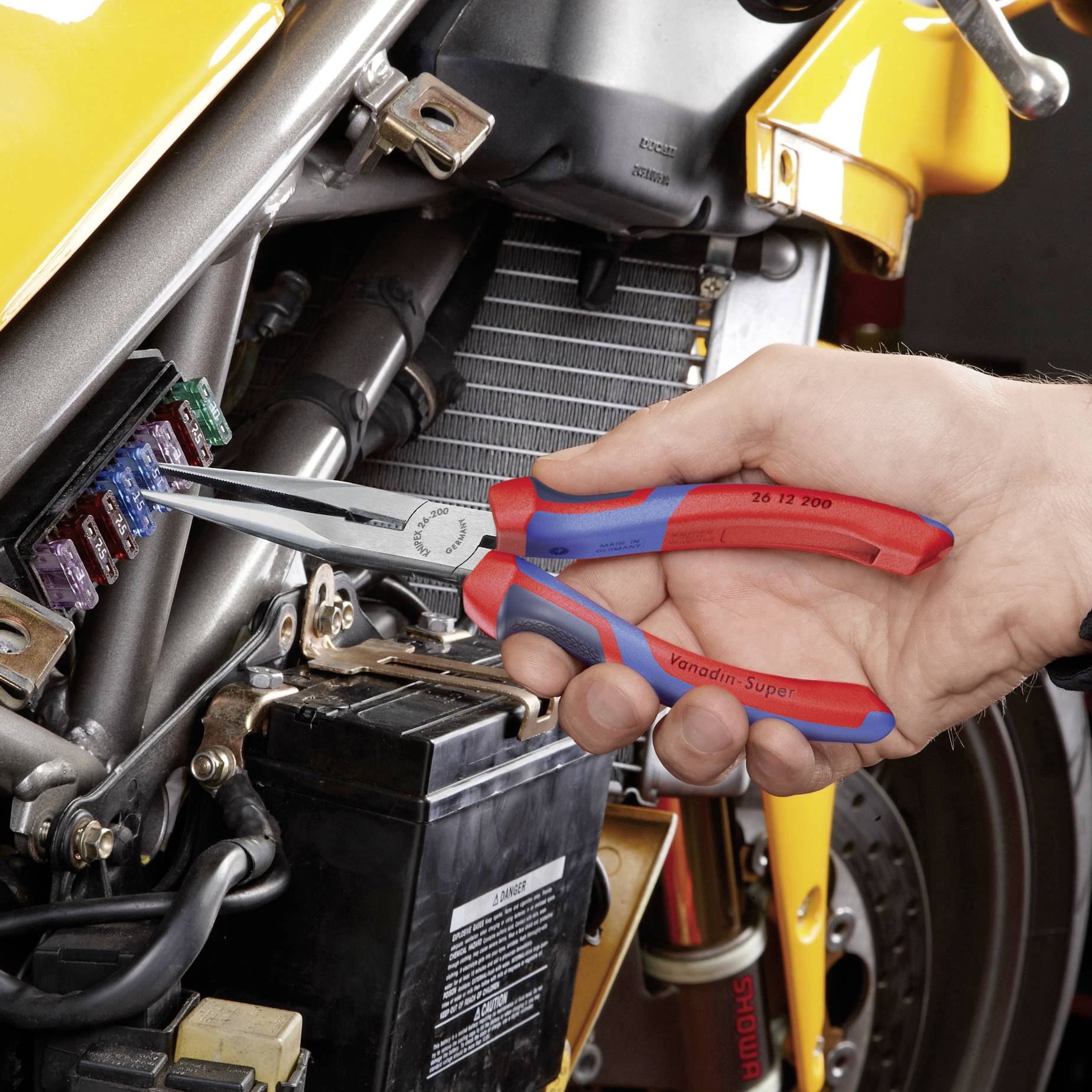 Knipex 26 12 200 Werkstatt Flachrundzange Gerade Vanadium Elektrostahl 200mm