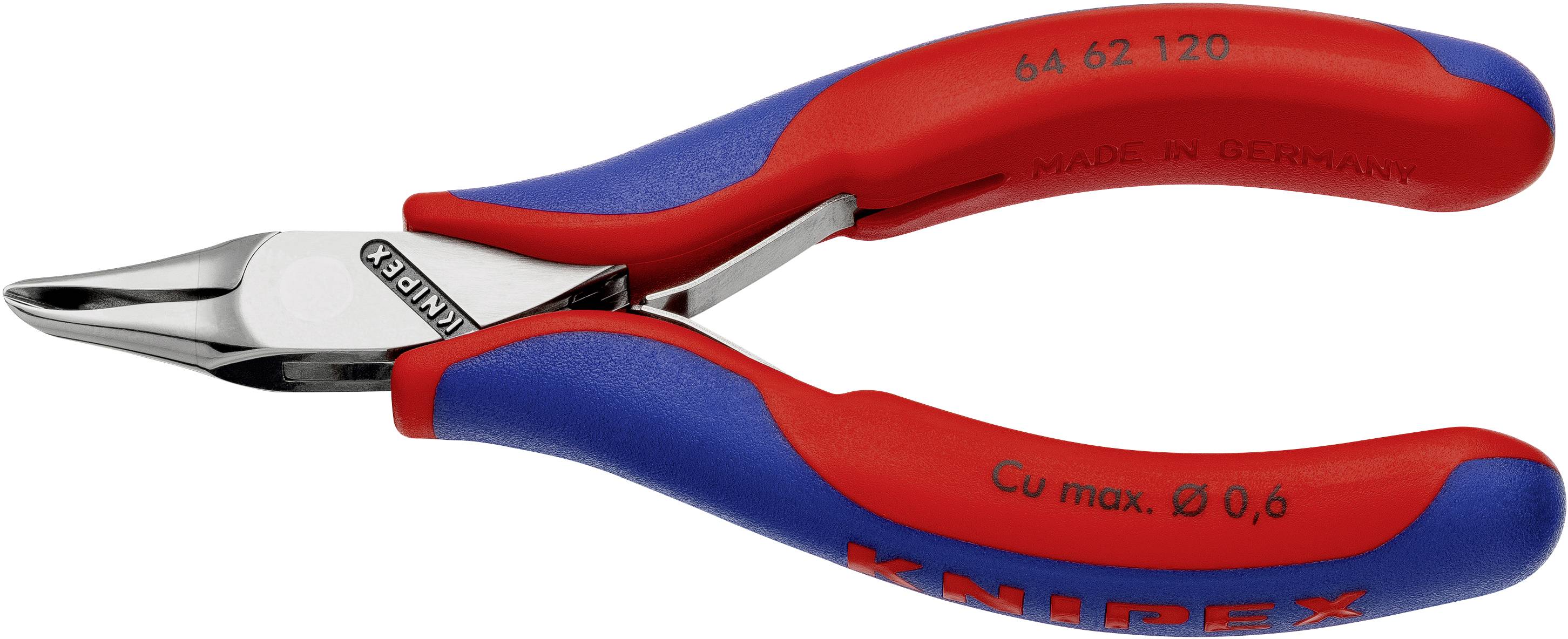 Eine rote und blaue Knipex-Zange, geeignet zum Schneiden von Kupferdraht bis zu einem Durchmesser von 0,6 mm, hergestellt in Deutschland.