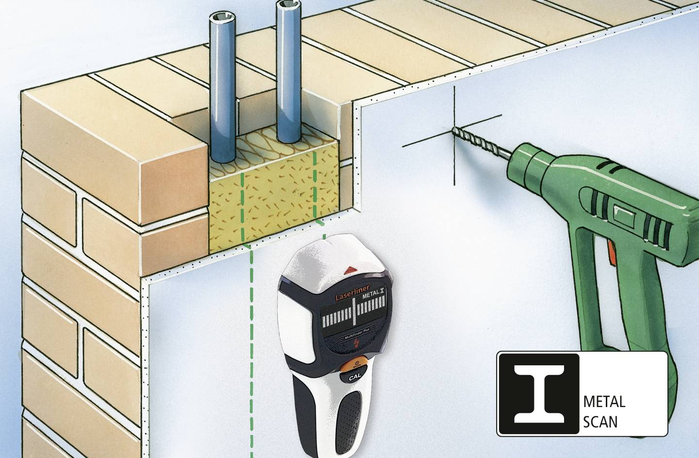 Laserliner Ortungsgerät MultiFinder Plus 080.965A Ortungstiefe (max.) 100 mm Geeignet für Holz, eisenhaltiges Metall, nicht eisenhaltiges Metall,