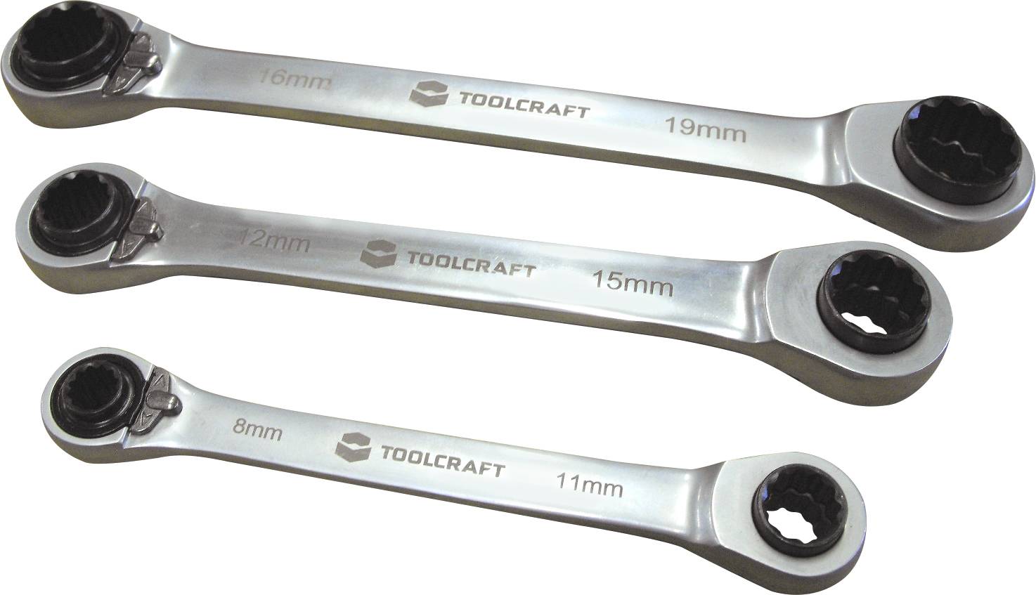 TOOLCRAFT 819162 Doppel-Ringratschenschlüssel-Satz 3teilig Schlüsselweite (Metrisch) 8 - 19mm