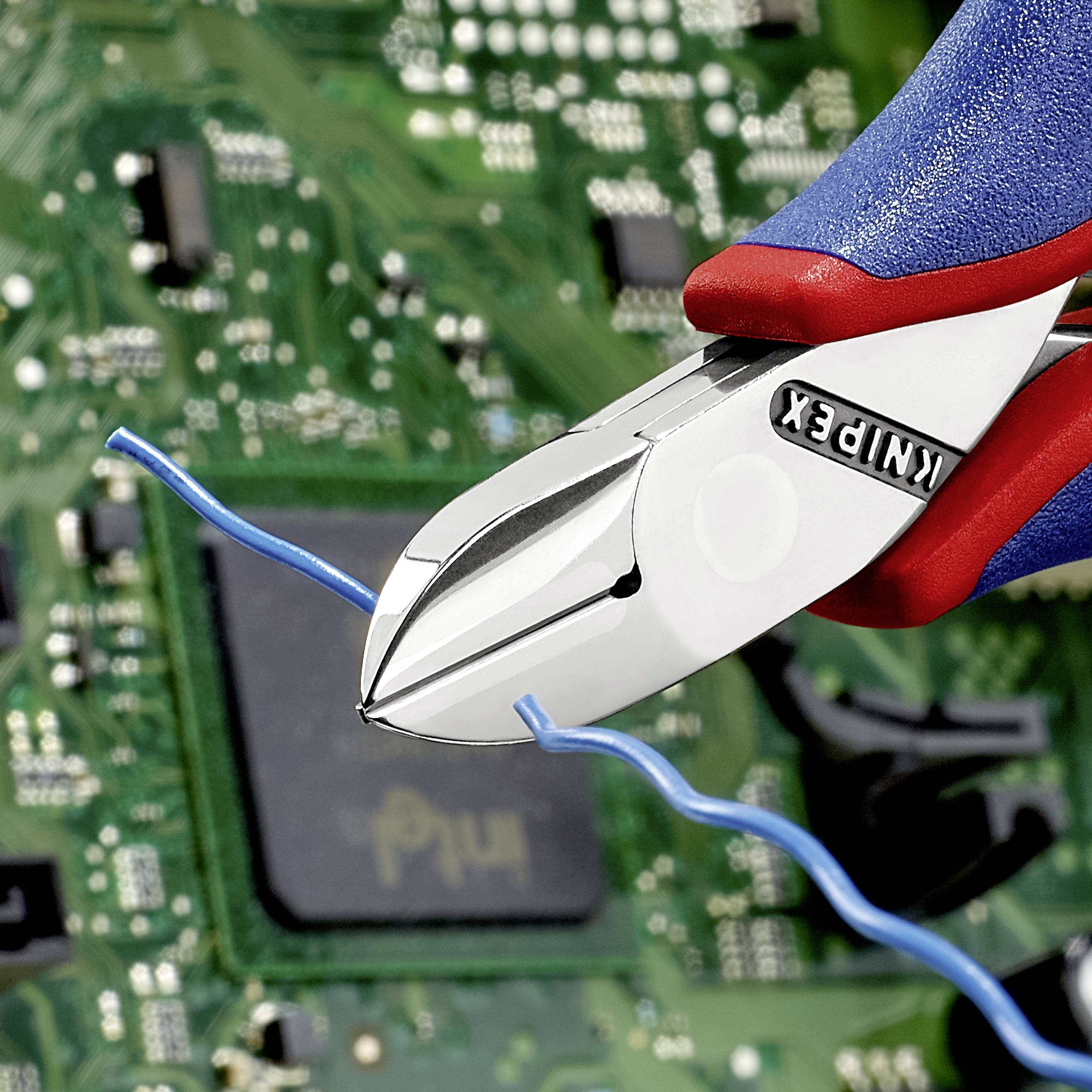 Knipex 77 12 115 Elektronik- u. Feinmechanik Seitenschneider mit Facette 115 mm