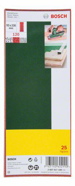 Bosch Accessories 2607017100 Schwingschleifpapier gelocht Körnung (num) 120 (L x B) 230mm x 93mm 25St.