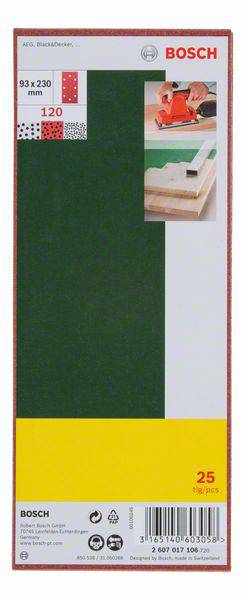 Bosch Accessories 2607017106 Schwingschleifpapier gelocht Körnung (num) 120 (L x B) 230mm x 93mm 25St.