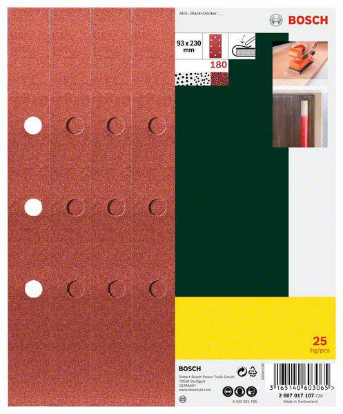 Bosch Accessories 2607017107 Schwingschleifpapier gelocht Körnung (num) 180 (L x B) 230mm x 93mm 25St.