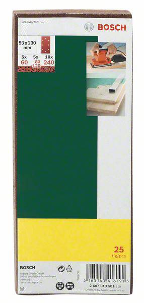 Bosch Accessories 2607017108 Schwingschleifpapier gelocht Körnung (num) 240 (L x B) 230mm x 93mm 25St.