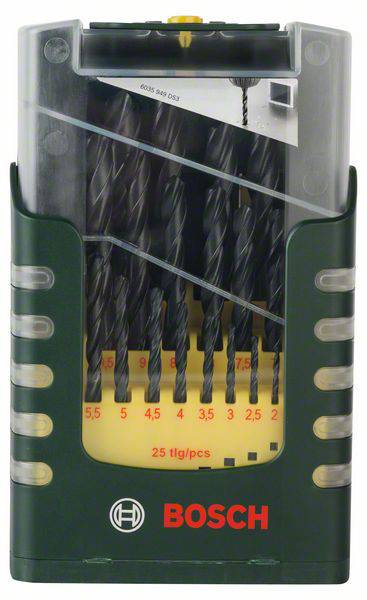 Bosch Accessories 2607017153 HSS Metall-Spiralbohrer-Set 25teilig 1 mm, 1.5 mm, 2 mm, 2.5 mm, 3 mm, 3.5 mm, 4 mm, 4.5 mm, 5 mm