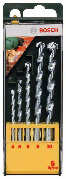 Bosch Accessories Promoline 2607019438 Hartmetall Stein-Spiralbohrer-Set 5teilig 4 mm, 5 mm, 6 mm, 8 mm, 10 mm Zylinderschaft 1 St.