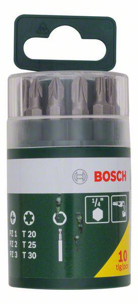 Bosch Accessories Promoline 2607019452 Bit-Set 10teilig Kreuzschlitz Phillips, Kreuzschlitz Pozidriv, Innen-Sechsrund (TX)