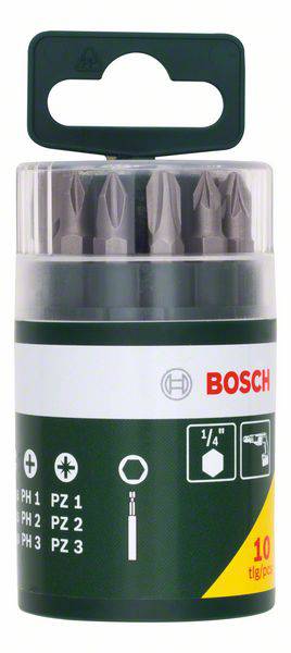 Bosch Accessories Promoline 2607019454 Bit-Set 10teilig Schlitz, Kreuzschlitz Phillips, Kreuzschlitz Pozidriv