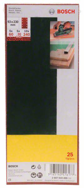 Bosch Accessories 2607019499 Schwingschleifpapier-Set gelocht Körnung (num) 60, 80, 120, 240 (L x B) 230mm x 93mm 1 Set