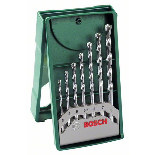 Bosch Accessories Promoline 2607019581 Stein-Spiralbohrer-Set 7teilig 3 mm, 4 mm, 5 mm, 5.5 mm, 6 mm, 7 mm, 8mm Zylinderschaft