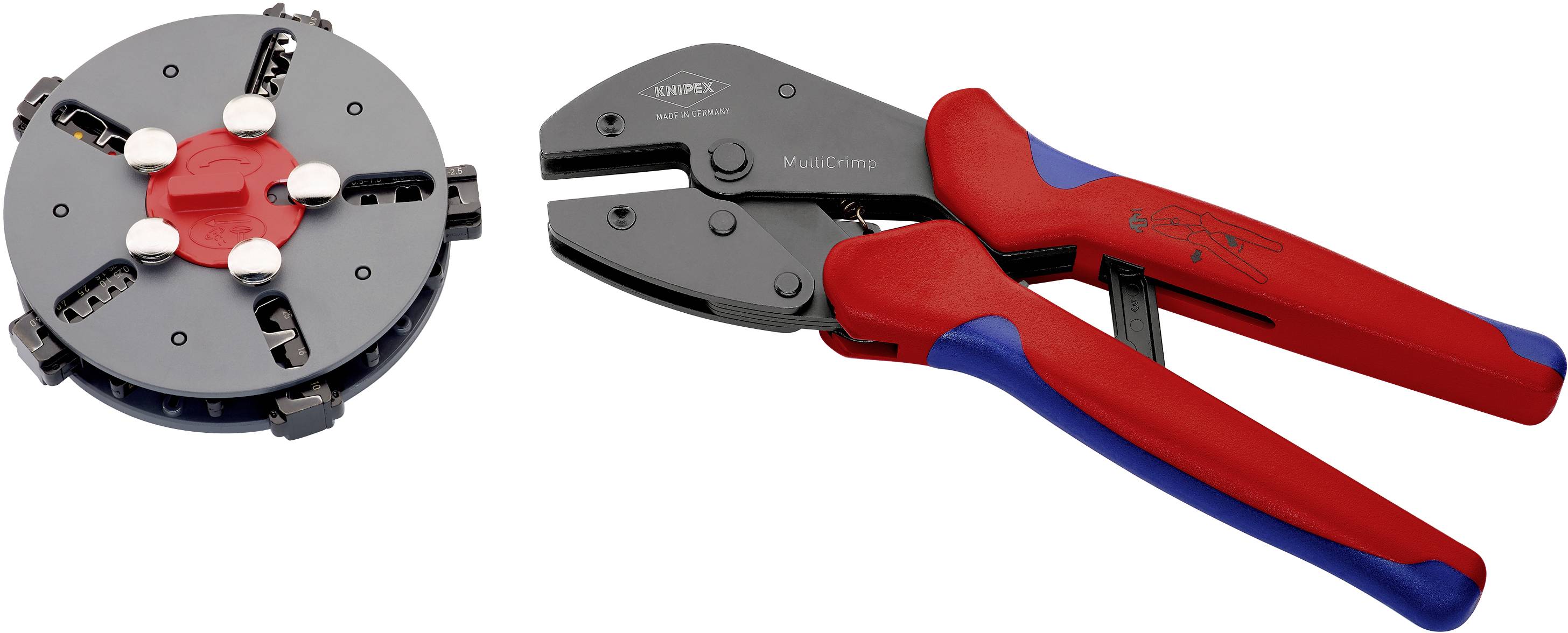 Knipex MultiCrimp 97 33 02 Crimpzange Unisolierte, offene Steckverbinder, Isolierte Kabelschuhe, Isolierte Steckverbinder, Aderendhülsen, Unisoliert