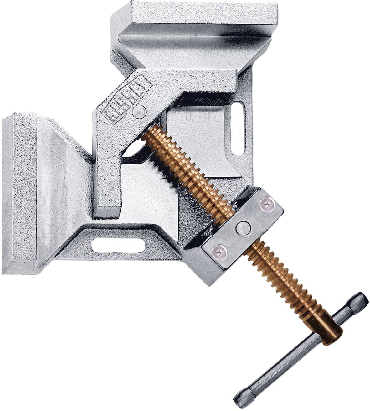 Metall-Winkelspanner mit Schraube zur Befestigung von Werkstücken im rechten Winkel. Ideal für präzise Tischler- und Bauarbeiten.