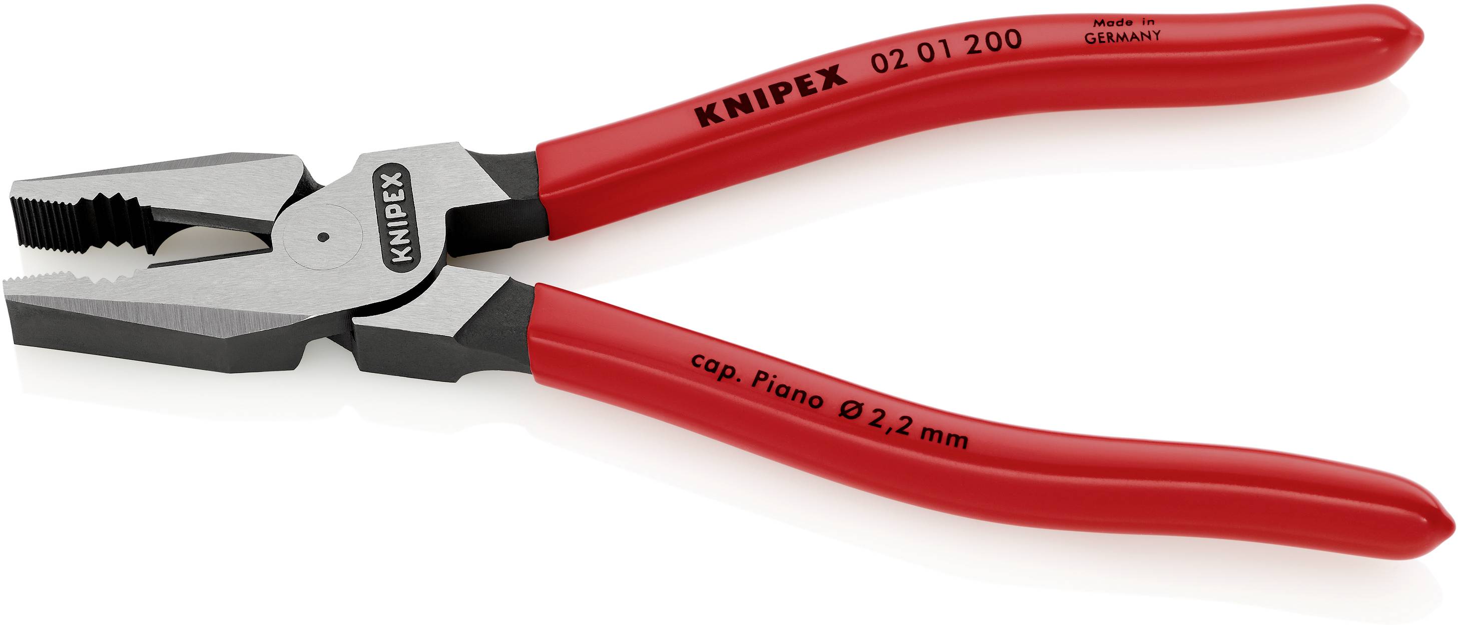 Eine rote Flachzange mit schwarzem Griff der Marke Knipex. Sie hat eine rutschfeste Oberfläche und ist für präzises Greifen geeignet.