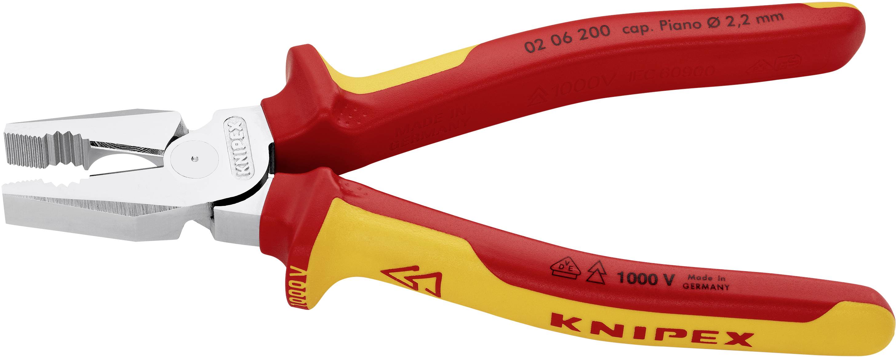 Knipex 02 06 200 VDE Kraft-Kombizange 200 mm DIN ISO 5746, DIN EN 60900