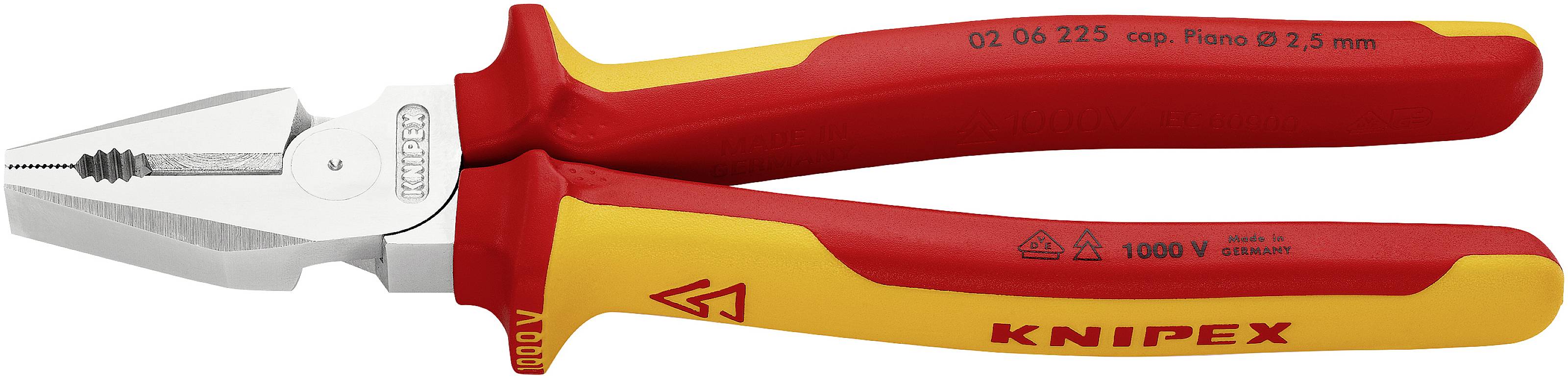 Knipex 02 06 225 VDE Kraft-Kombizange 225 mm DIN ISO 5746, DIN EN 60900