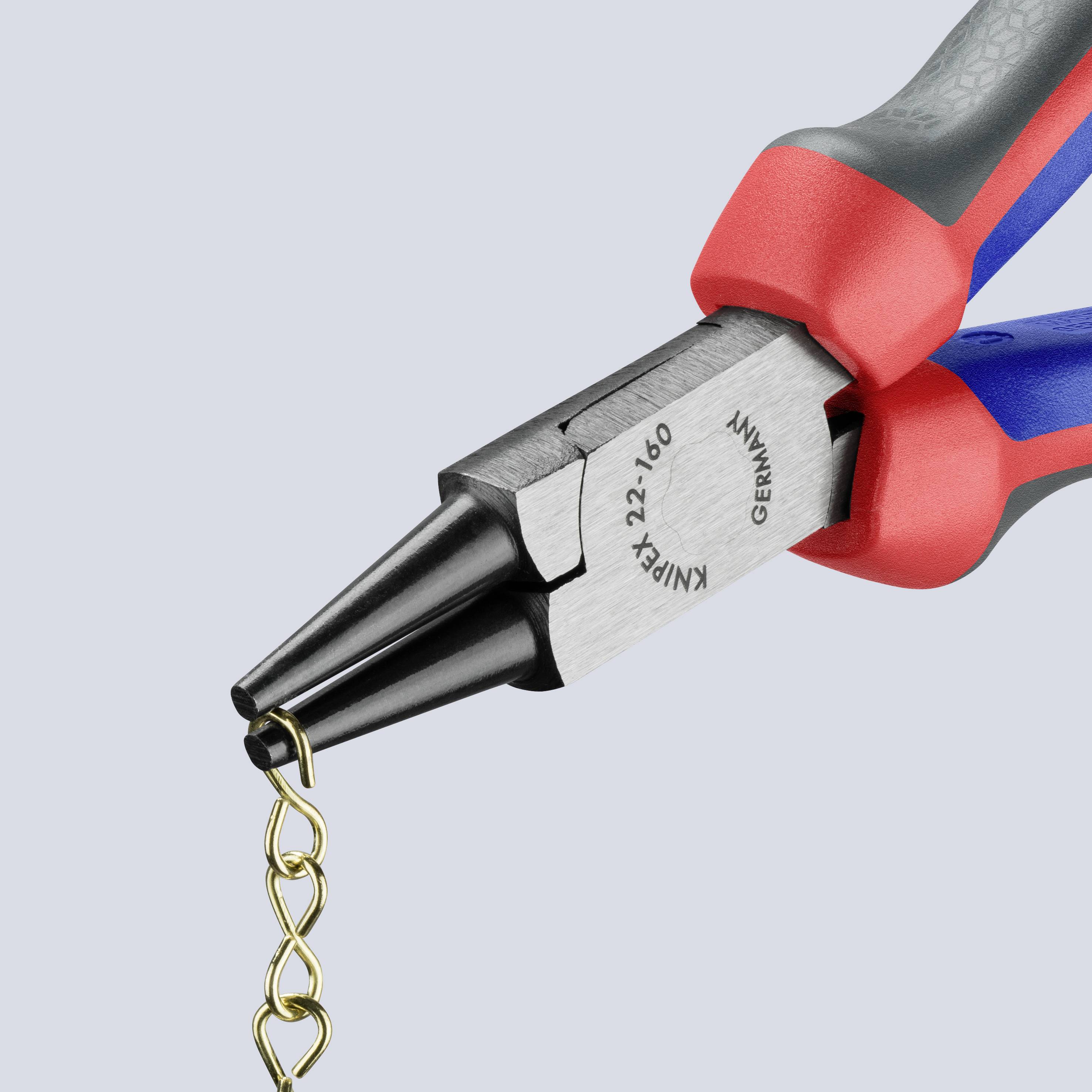 Knipex 22 02 160 Werkstatt Rundzange Gerade Chrom-Vanadium Elektrostahl 160 mm