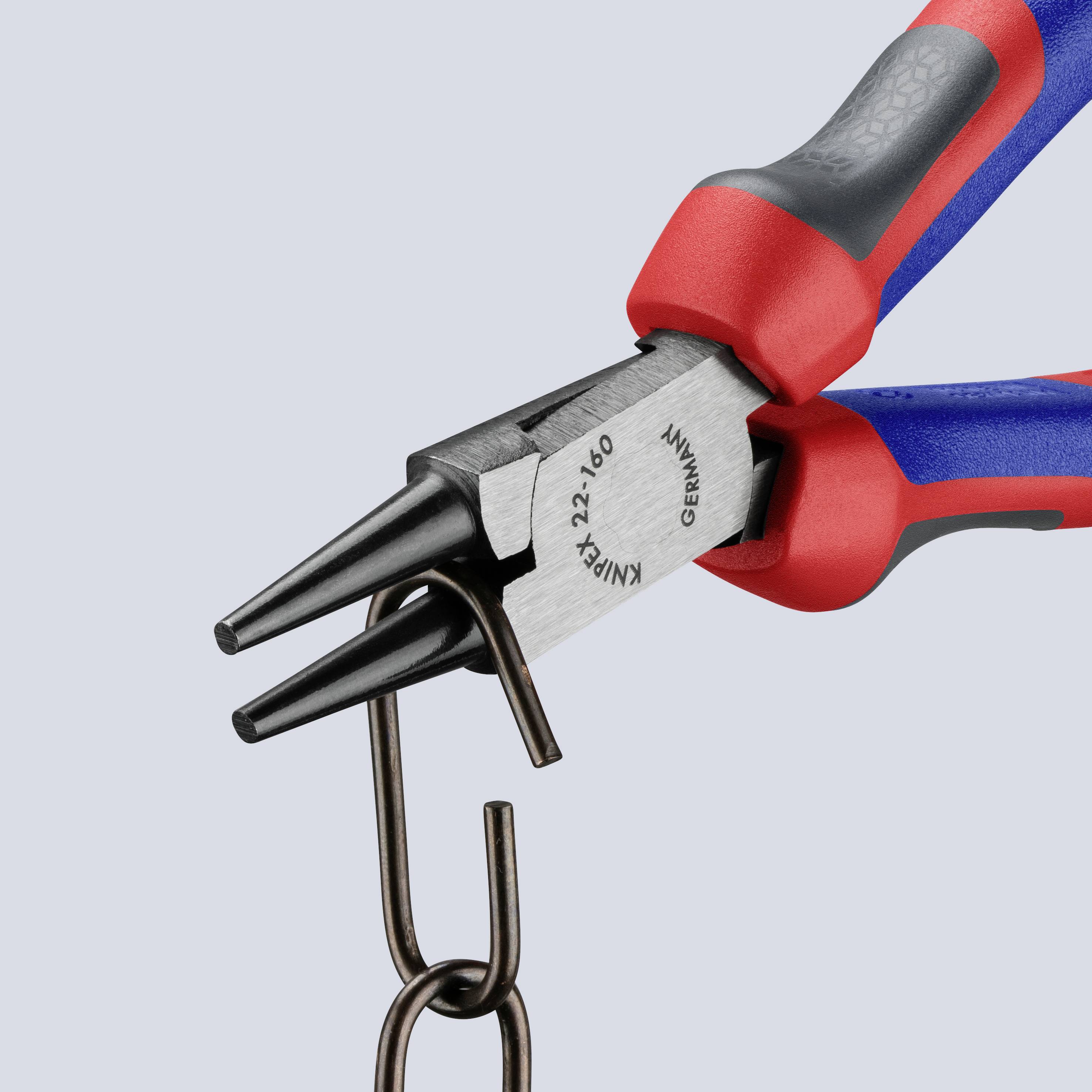 Knipex 22 02 160 Werkstatt Rundzange Gerade Chrom-Vanadium Elektrostahl 160 mm
