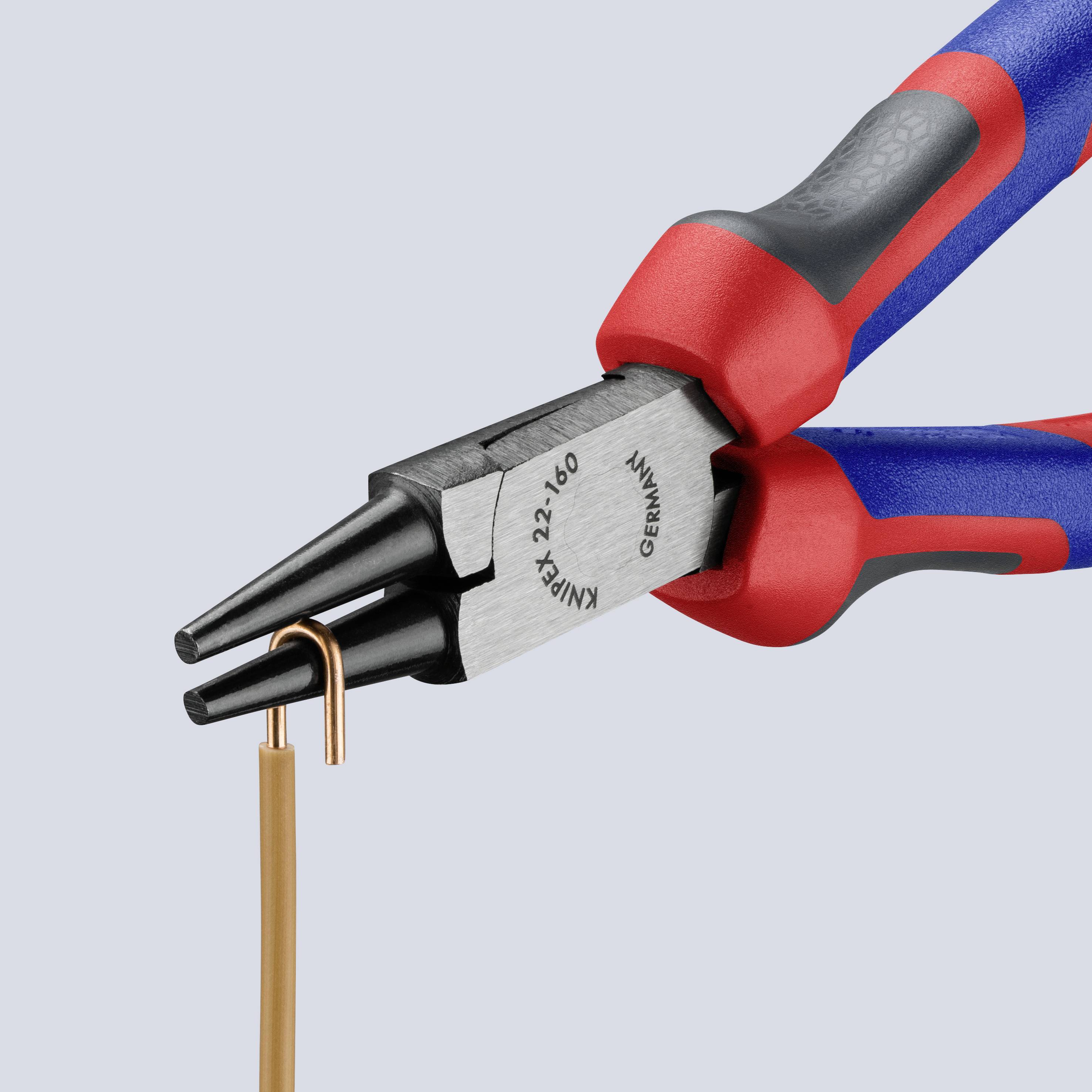 Knipex 22 02 160 Werkstatt Rundzange Gerade Chrom-Vanadium Elektrostahl 160 mm