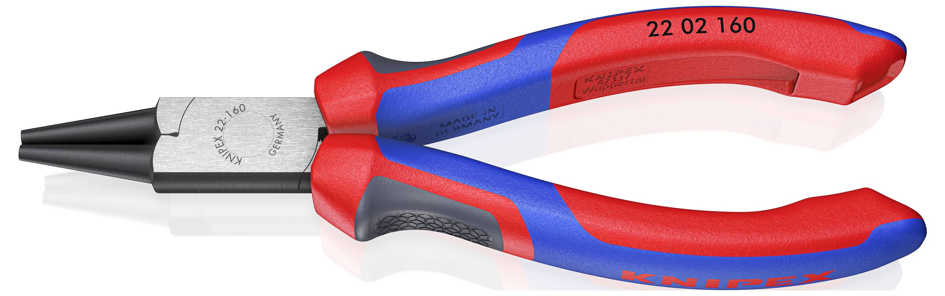 Knipex 22 02 160 Werkstatt Rundzange Gerade Chrom-Vanadium Elektrostahl 160 mm