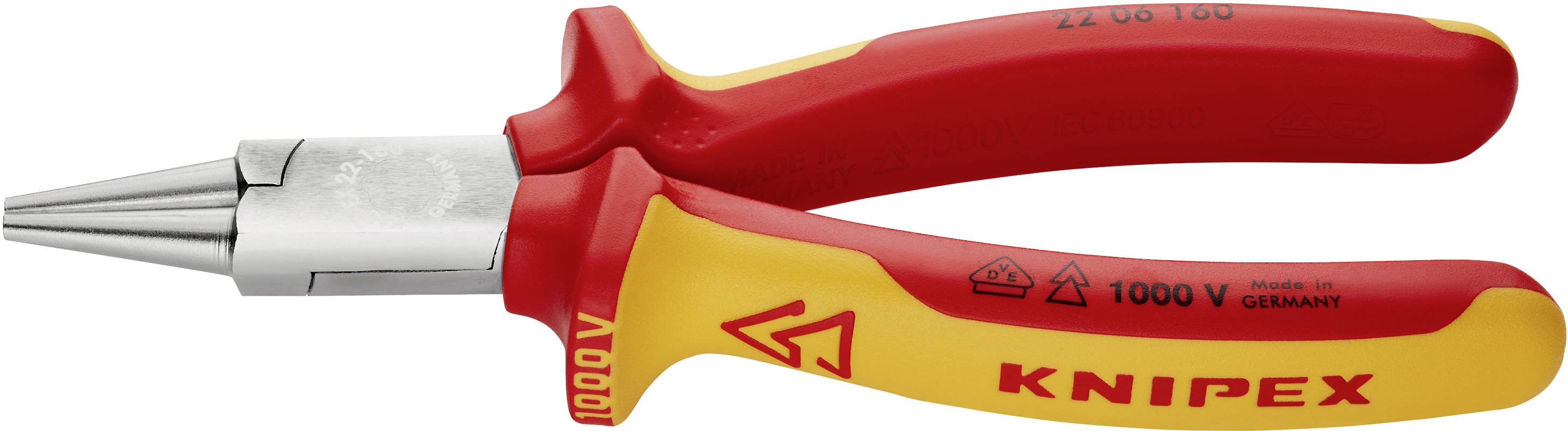 Knipex 22 06 160 VDE Rundzange Gerade Chrom-Vanadium Elektrostahl 160 mm