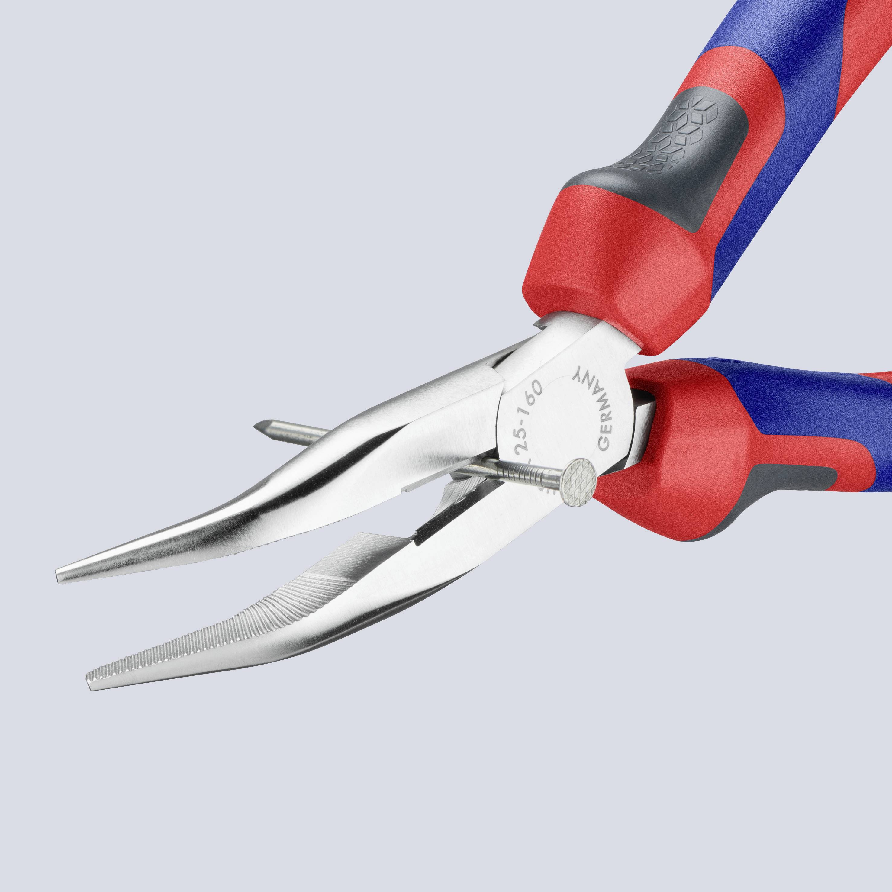 Knipex 25 25 160 Elektronik- u. Feinmechanik Flachrundzange 40° gebogen Chrom-Vanadium Stahl 160 mm