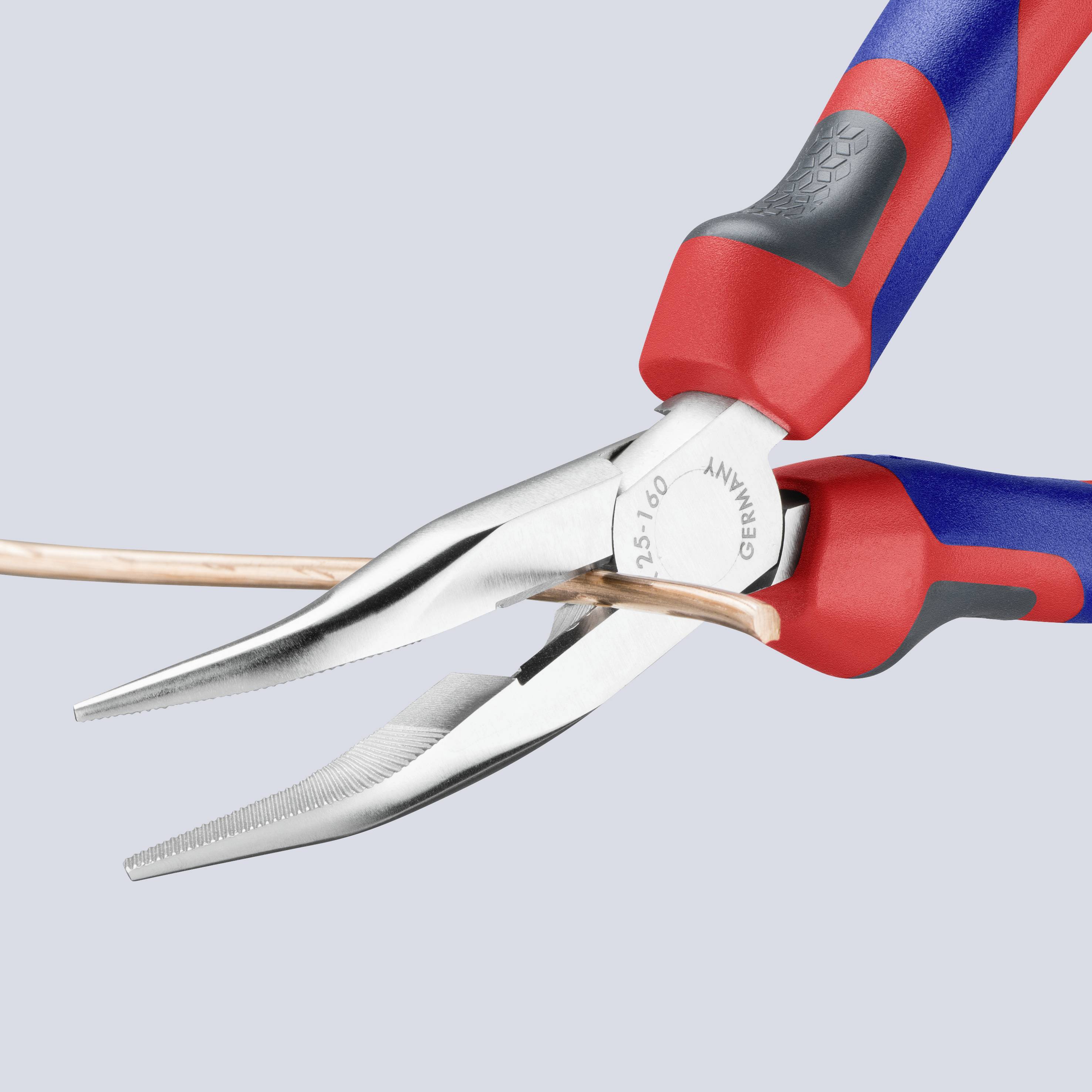 Knipex 25 25 160 Elektronik- u. Feinmechanik Flachrundzange 40° gebogen Chrom-Vanadium Stahl 160 mm
