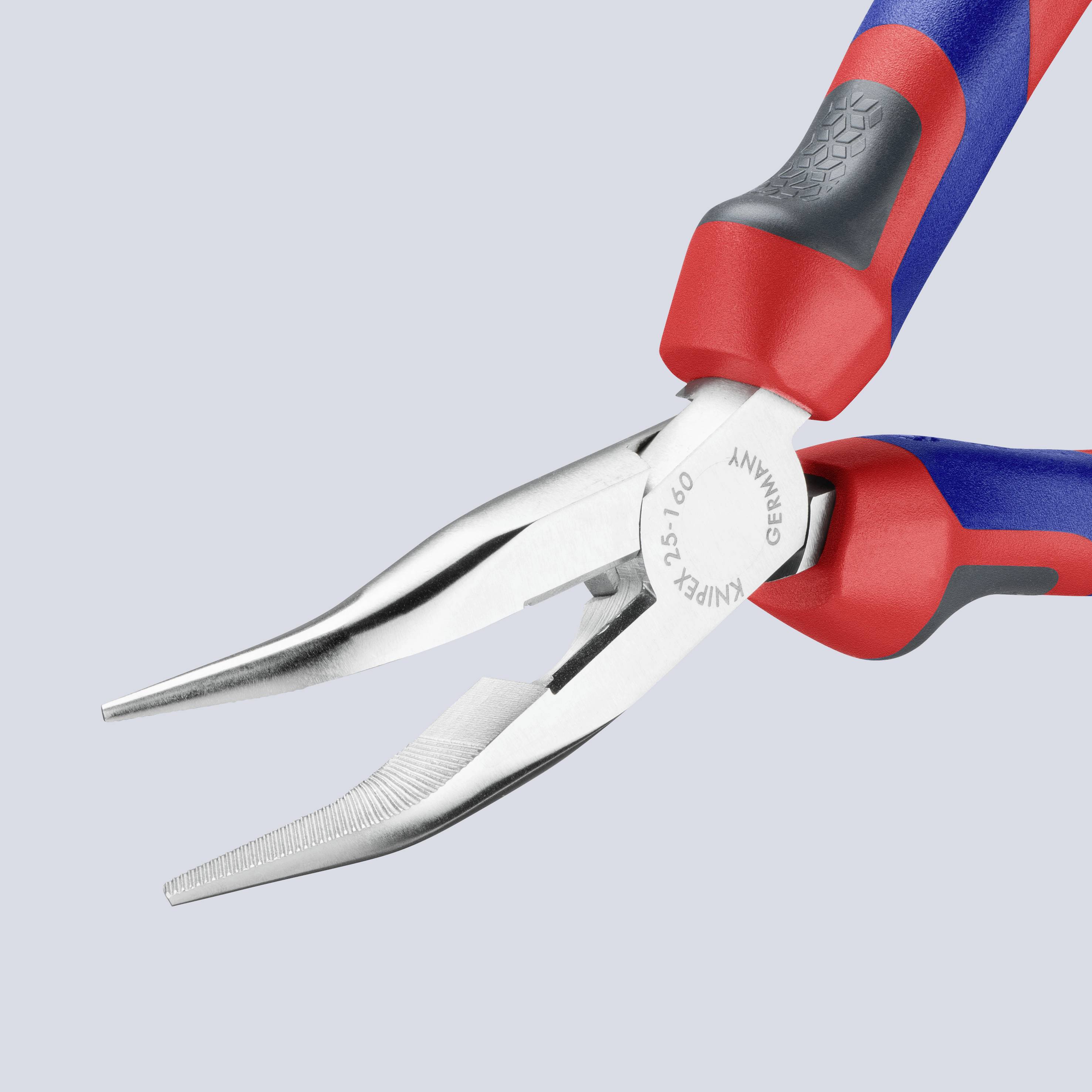 Knipex 25 25 160 Elektronik- u. Feinmechanik Flachrundzange 40° gebogen Chrom-Vanadium Stahl 160 mm