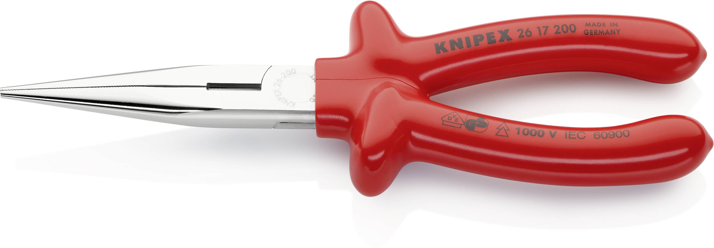 Knipex 26 17 200 VDE Flachrundzange Gerade Vanadium Elektrostahl 200mm