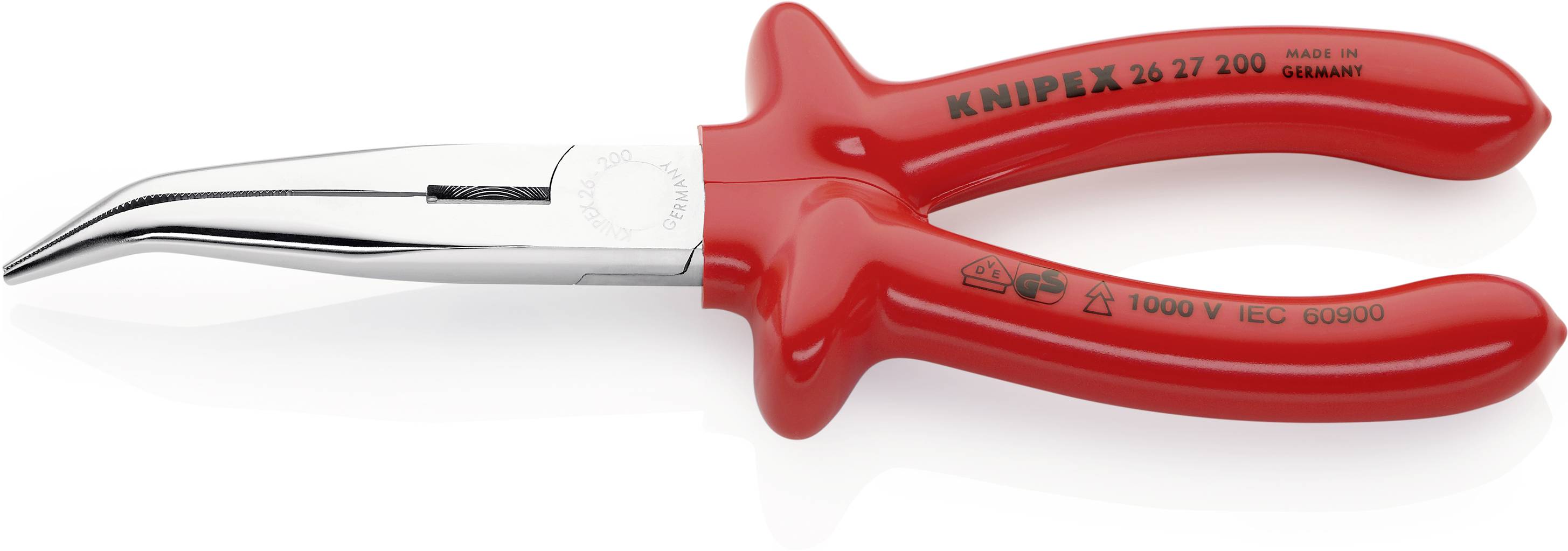 Knipex 26 27 200 VDE Flachrundzange 40° gebogen Vanadium Elektrostahl 200mm