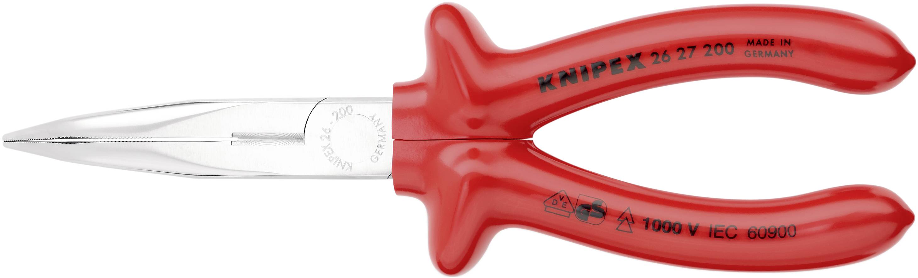 Knipex 26 27 200 VDE Flachrundzange 40° gebogen Vanadium Elektrostahl 200 mm