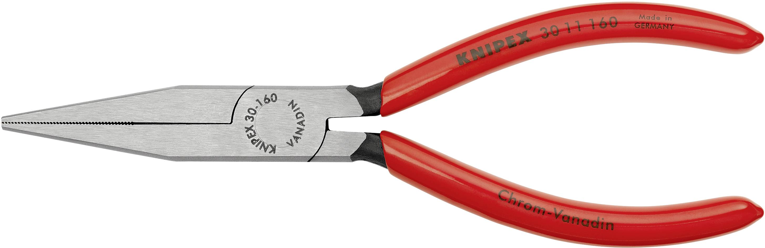 Eine rote Spitzzange der Marke Knipex, geeignet für präzise Handwerksarbeiten.