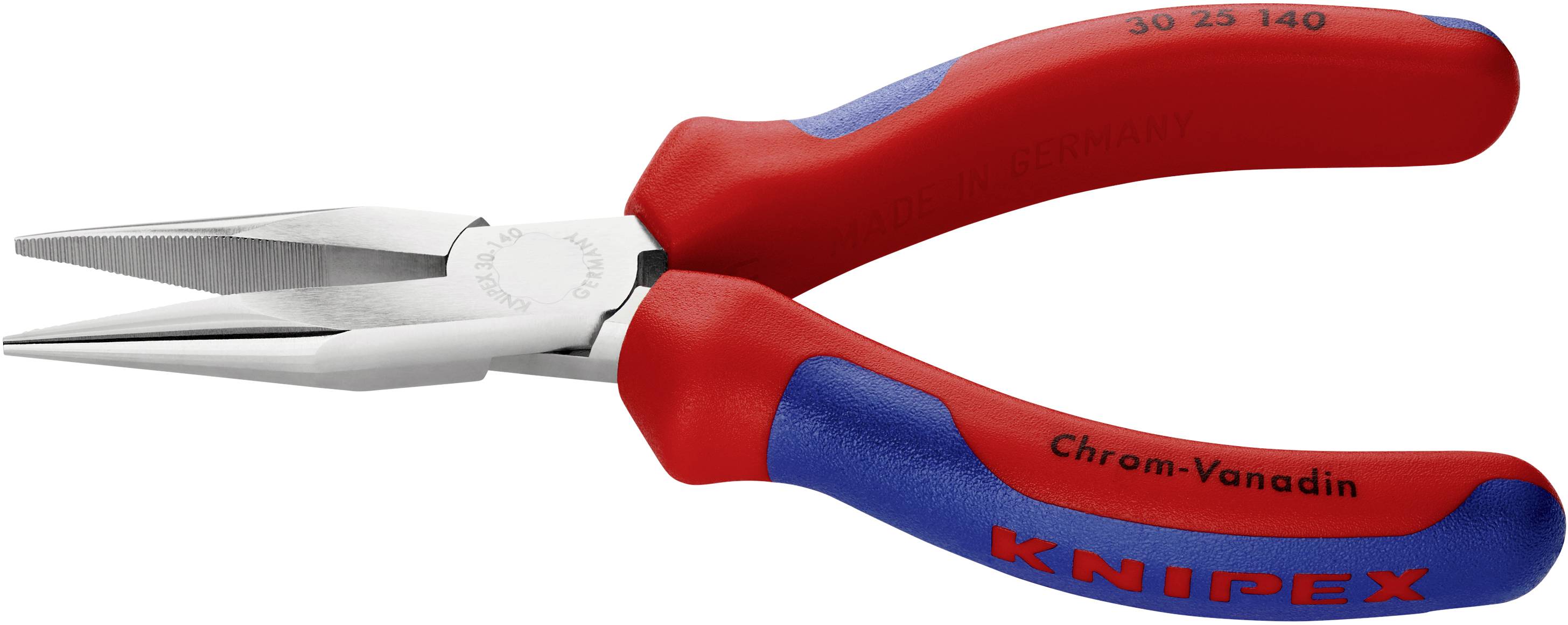Knipex 30 25 140 Elektronik- u. Feinmechanik Flachrundzange Gerade Chrom-Vanadium Elektrostahl 140mm